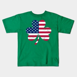 American Flag Shamrock Irish St Patrick's Day Kids T-Shirt